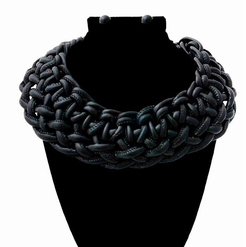 Camel Leather Rope Knotted Collar Necklace Set