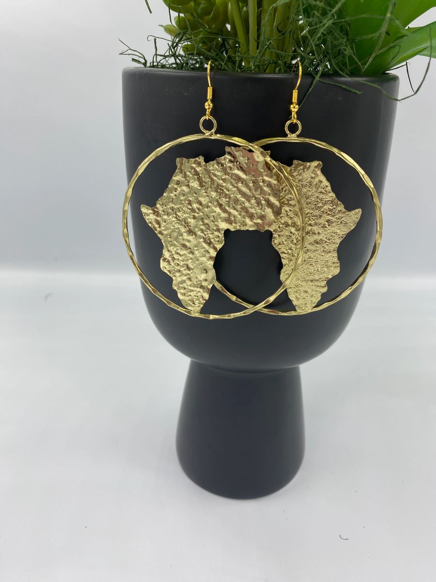 brass cast earring africa continent