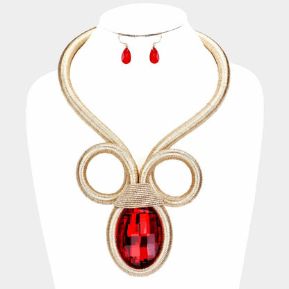 Cord Teardrop Necklace Set