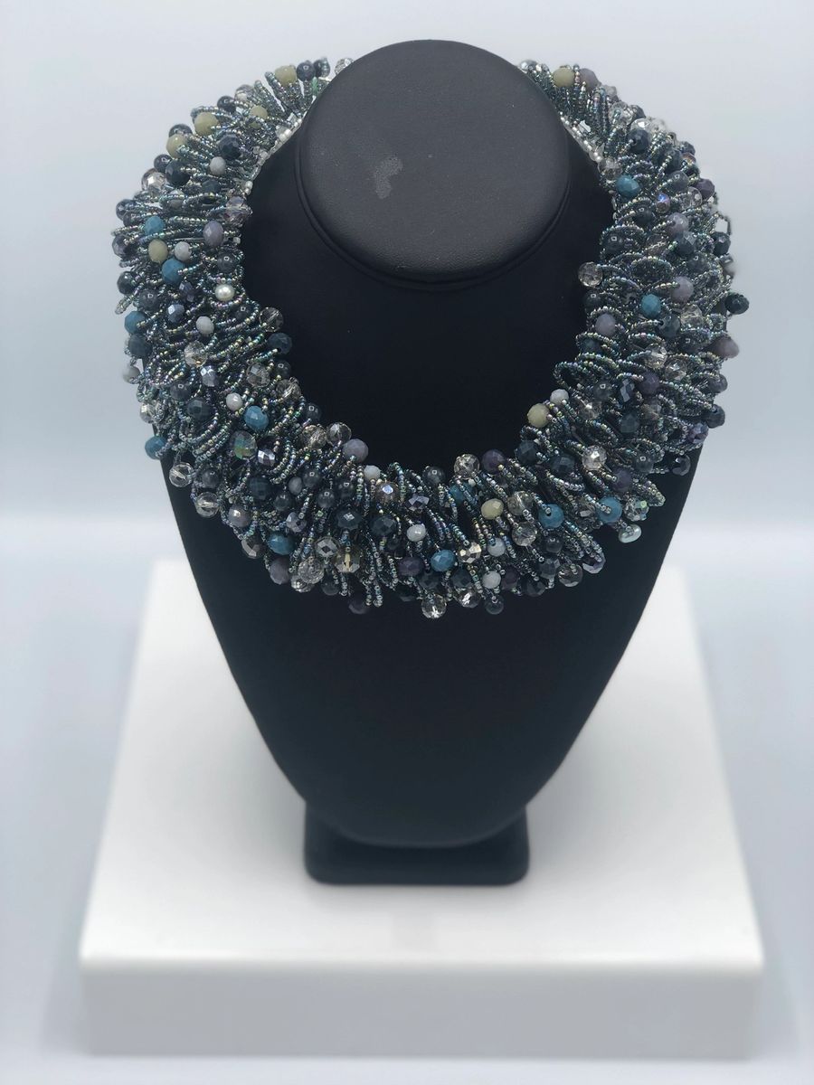 Handmade Chunky Beaded Collar Necklace.
