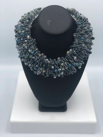 Handmade Chunky Beaded Collar Necklace.