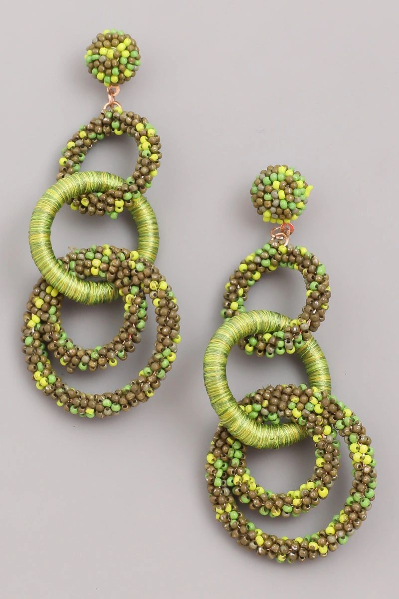 Seed Beaded Circle Link Earrings