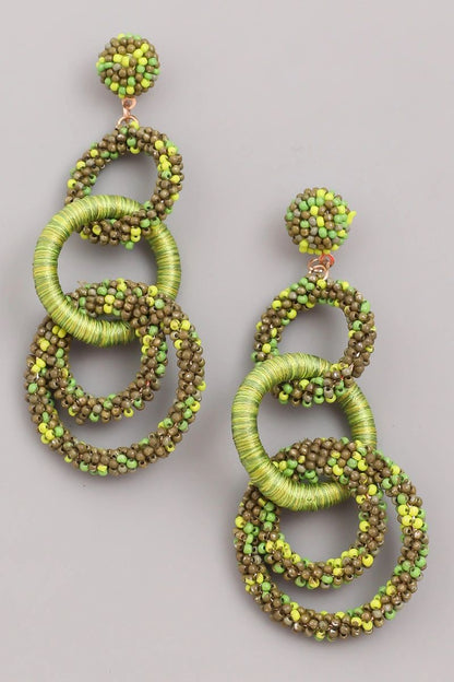 Seed Beaded Circle Link Earrings