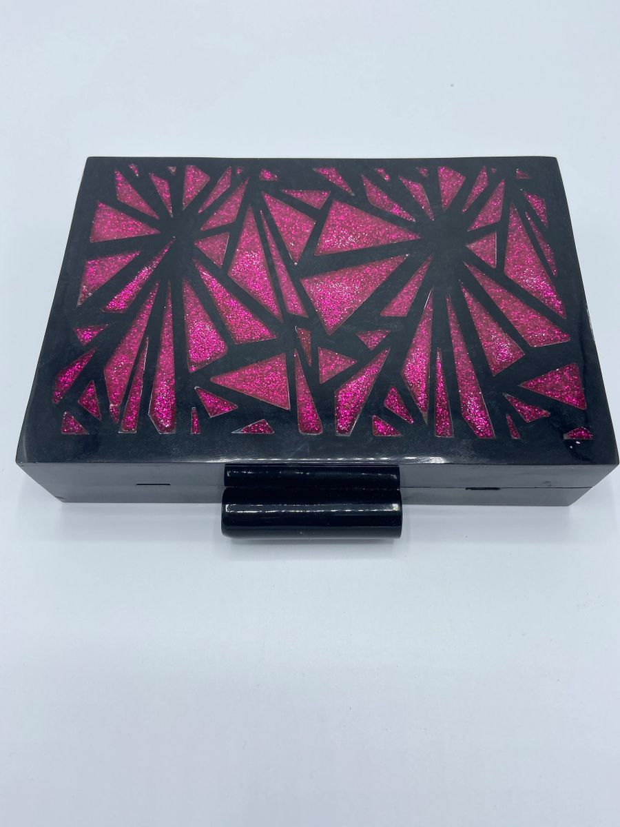 black and pink acrylic clutch