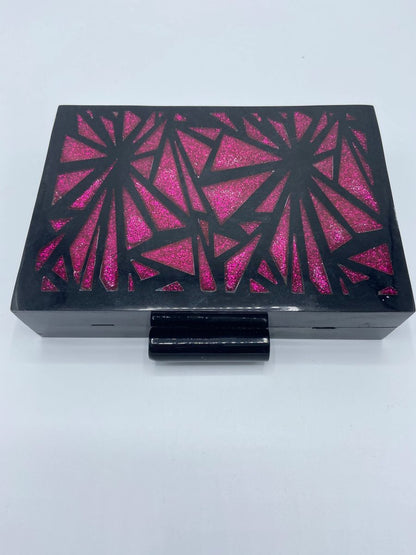 black and pink acrylic clutch