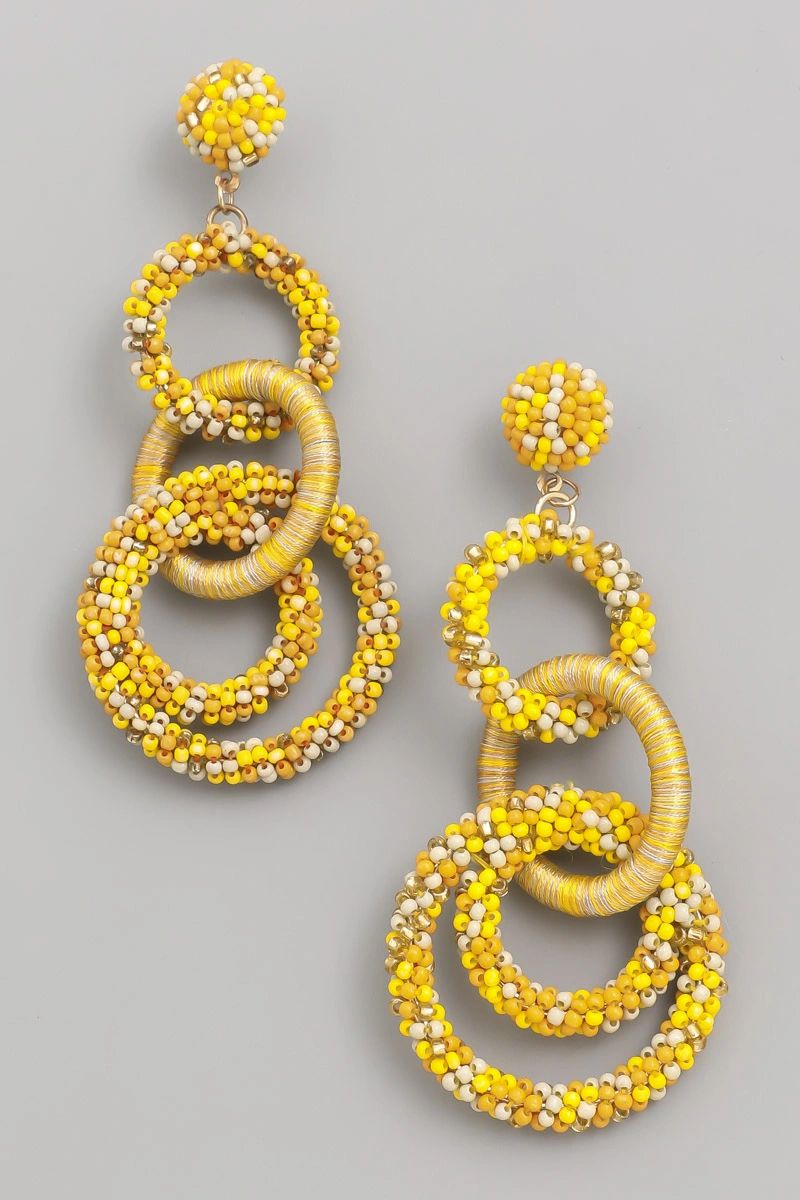 Seed Beaded Circle Link Earrings