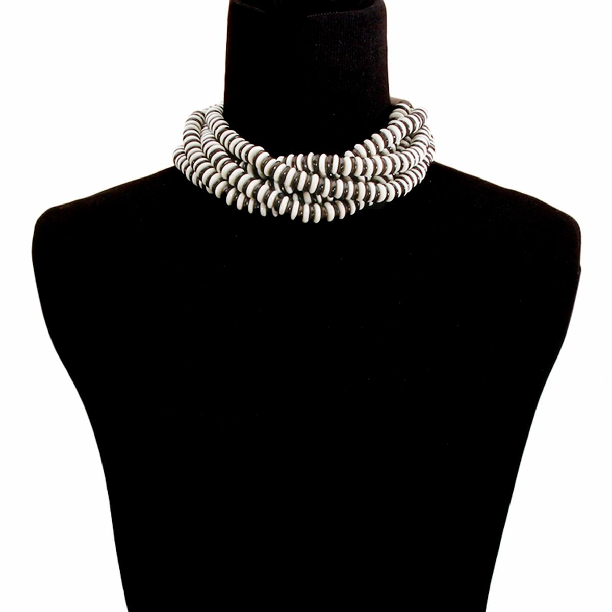 Bead Layered Twist Choker Necklace with  Closure