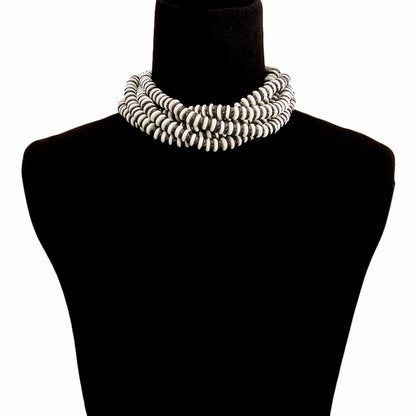 Bead Layered Twist Choker Necklace with  Closure