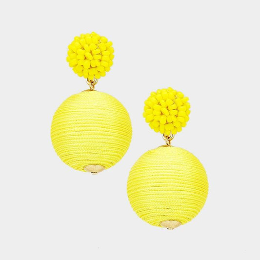 Beaded Ball Thred Ball  Dangle  Earrings.
