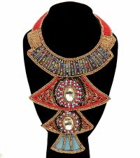 Multi Color Bead and Crystal Bib Necklace