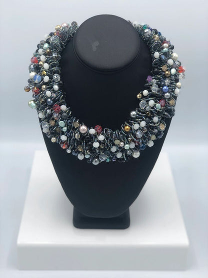 Handmade Chunky Beaded Collar Necklace.