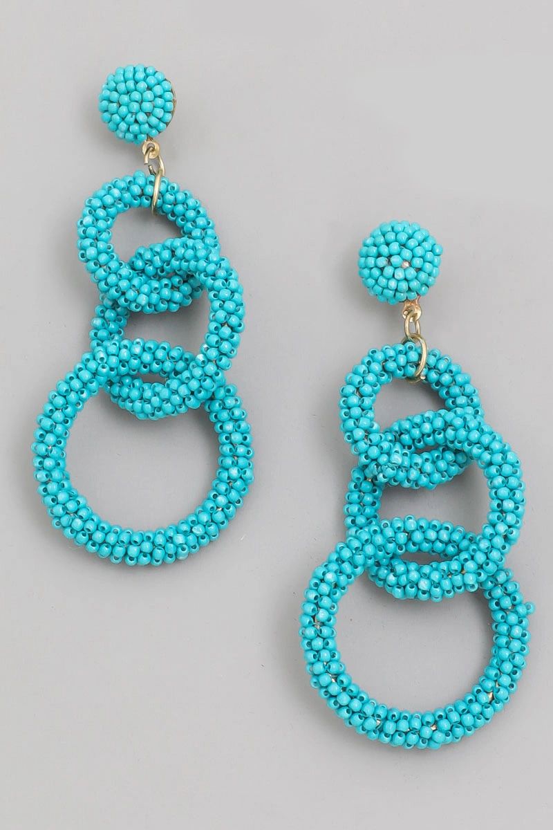 Triple Cut Out Round Seed Beaded Dangle Earrings