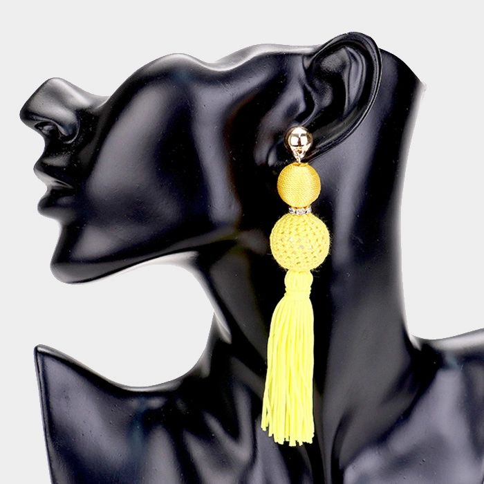 Thread Ball Tassel Drop Earrings