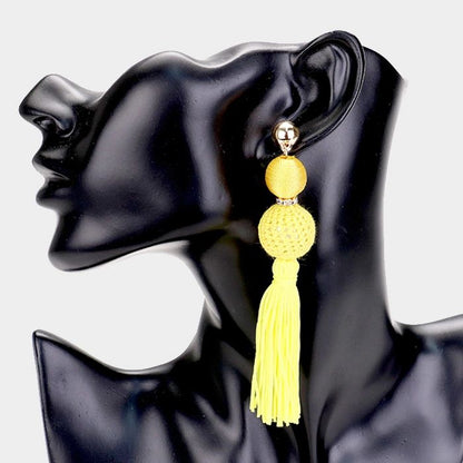Thread Ball Tassel Drop Earrings