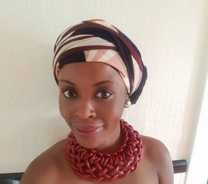 Camel Leather Rope Knotted Collar Necklace Set